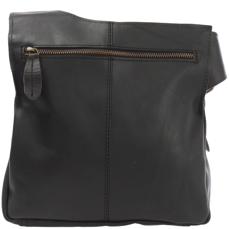 Leconi Umhängetasche Schultertasche Crossbag Damen Herren Leder Schwarz LE3015