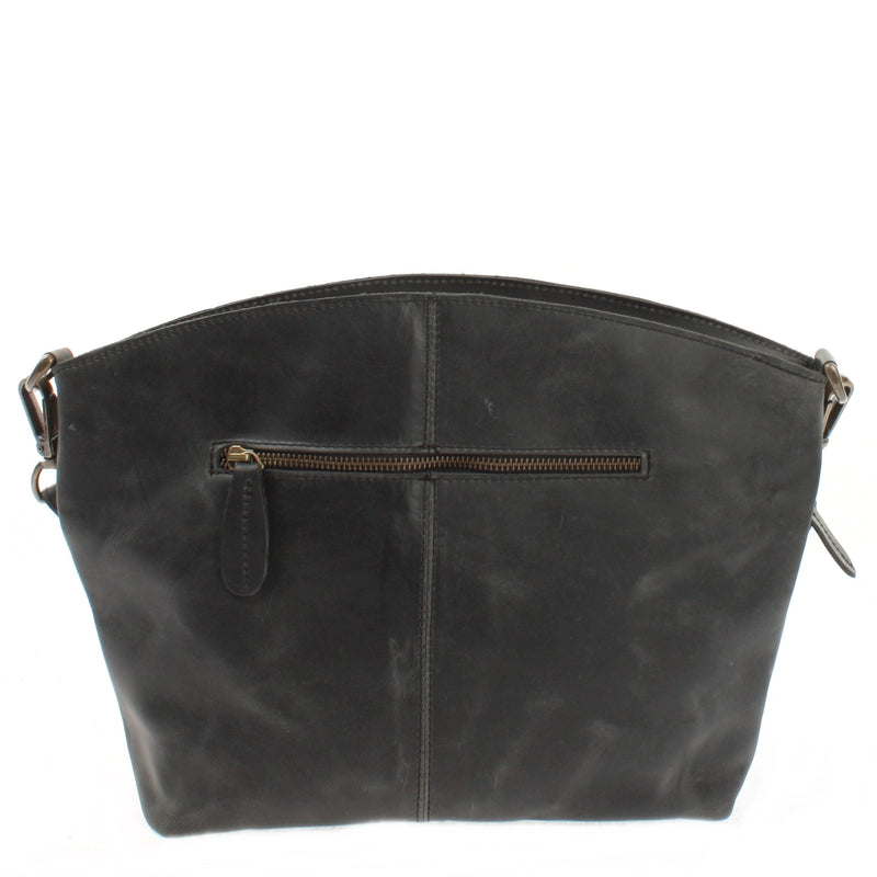 Leconi Umhängetasche Schultertasche Damen Freizeittasche Leder Grau LE3050