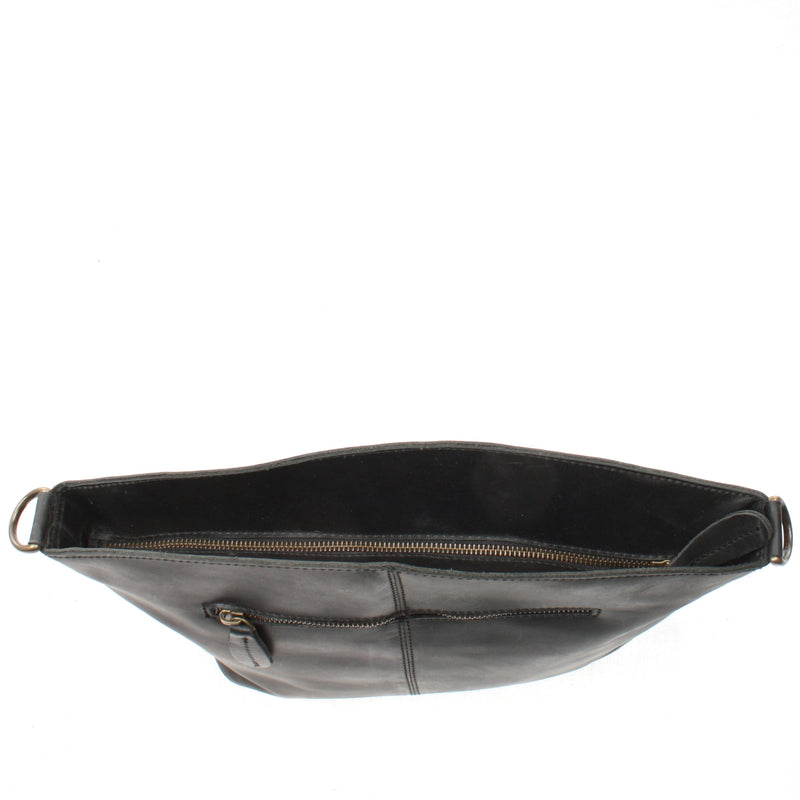 Leconi Umhängetasche Schultertasche Damen Freizeittasche Leder Grau LE3050