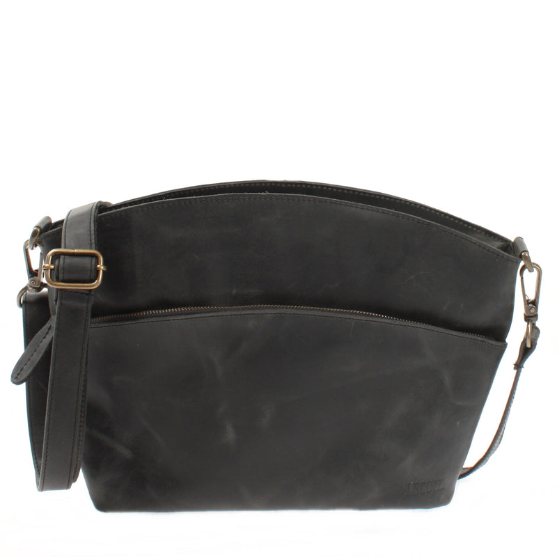 Leconi Umhängetasche Schultertasche Damen Freizeittasche Leder grau LE3050