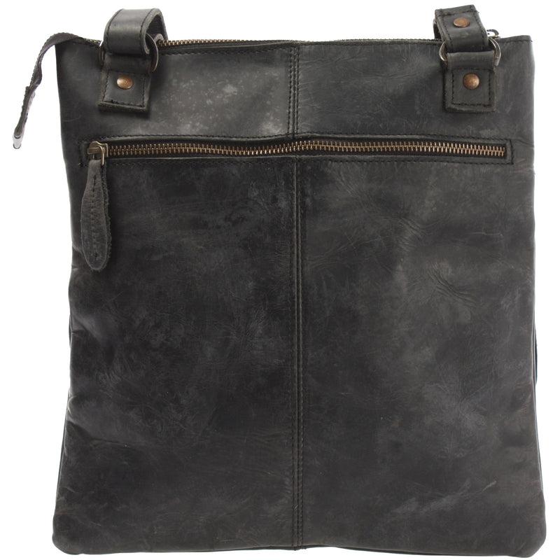 Leconi Umhängetasche Schultertasche Damen Herren Used Look Leder Grau LE3011