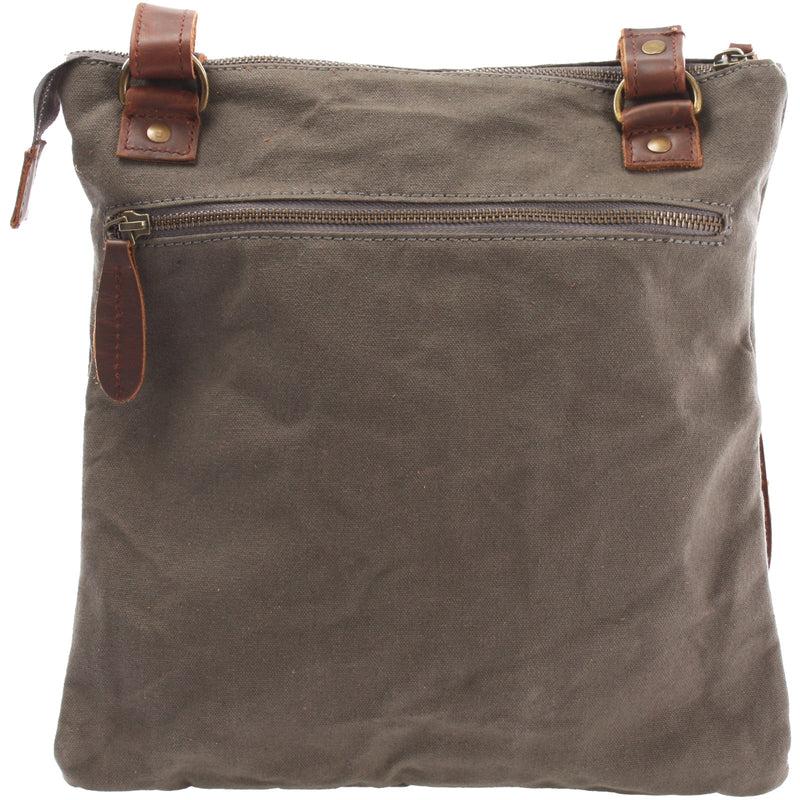 Leconi Umhängetasche Schultertasche Damen Herren Used Look Leder Canvas Grau LE3011