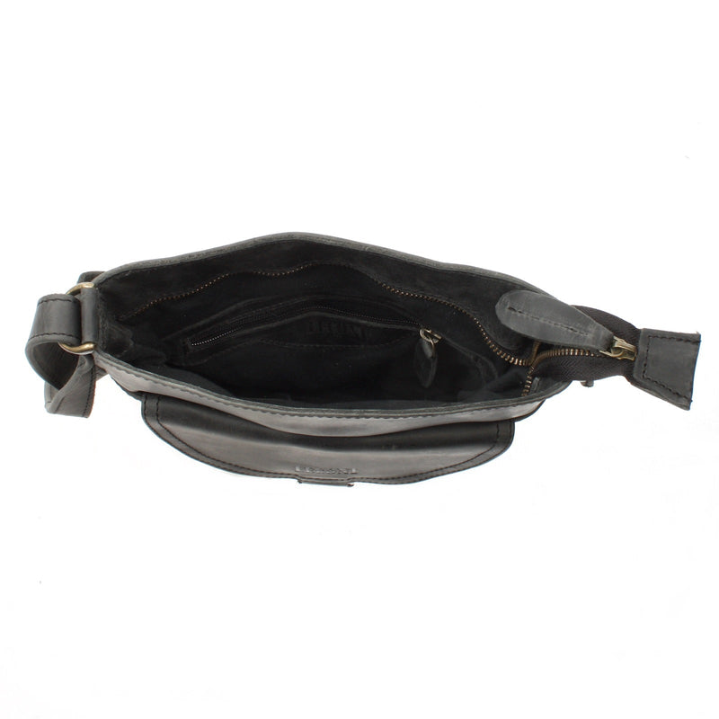 Leconi Umhängetasche Schultertasche Damen Herren Used Look Leder Grau LE3072