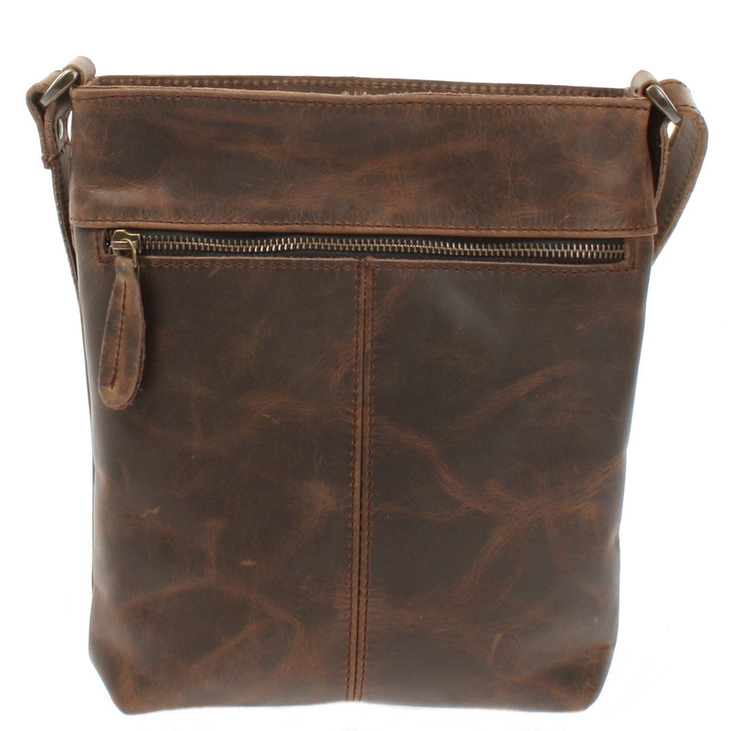 Leconi Umhängetasche Schultertasche Damen Herren Used Look Leder Schlamm LE3072