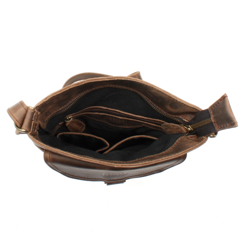 Leconi Umhängetasche Schultertasche Damen Herren Used Look Leder Schlamm LE3072