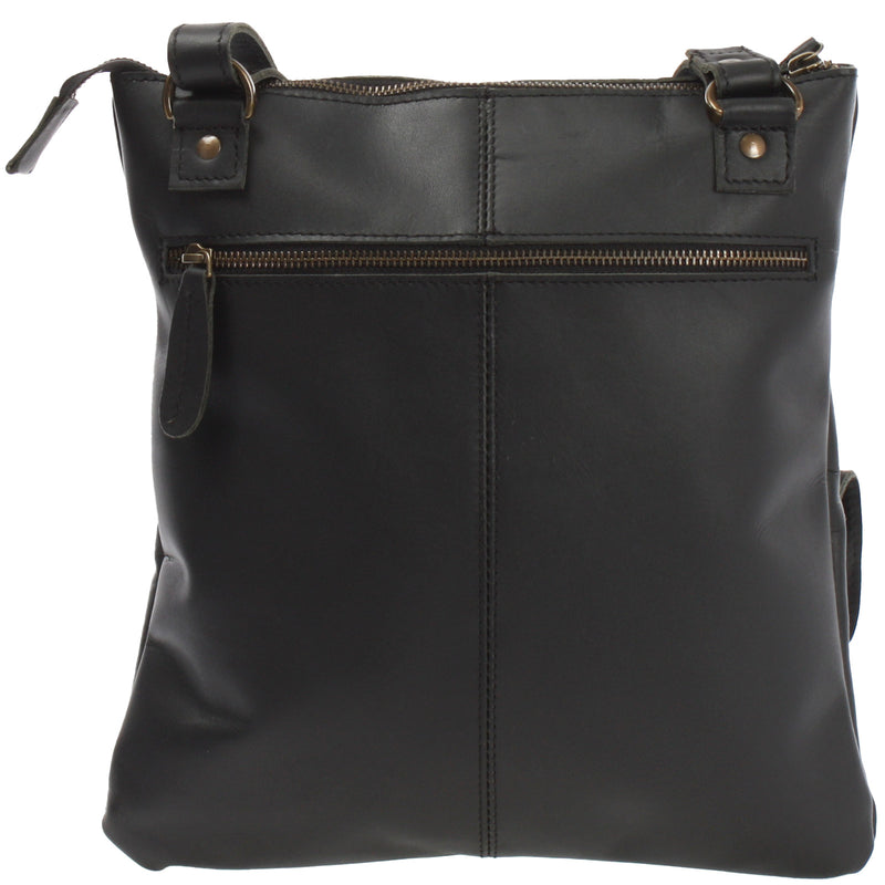 Leconi Umhängetasche Schultertasche Damen Herren Used Look Leder Schwarz LE3011