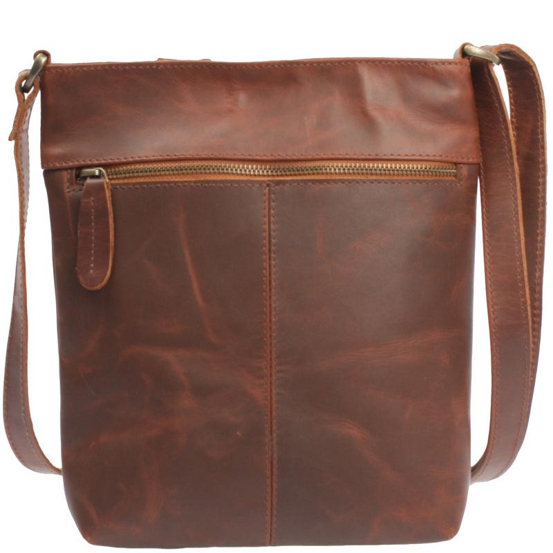 Leconi Umhängetasche Schultertasche Damen Herren Used Look Leder Braun LE3072