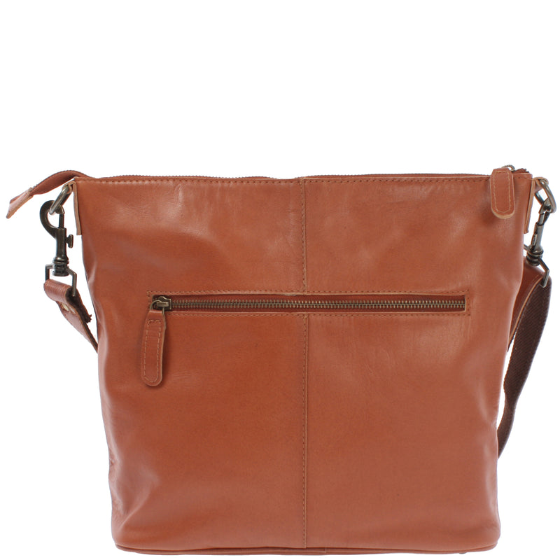 Leconi Umhängetasche Schultertasche Damentasche Ledertasche Leder Cognac LE3067