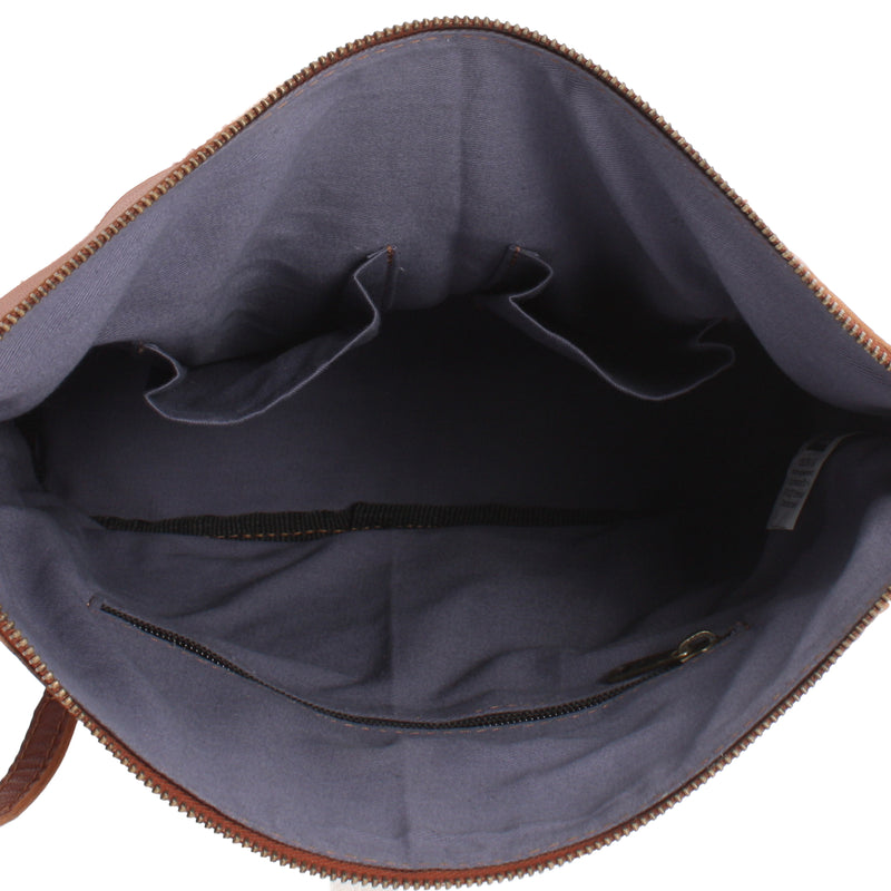 Leconi Umhängetasche Schultertasche Damentasche Ledertasche Leder Cognac LE3067