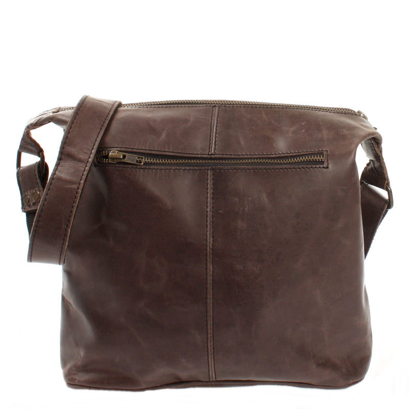 Leconi Umhängetasche Schultertasche Damentasche Ledertasche Leder Dunkel-taupe LE3076