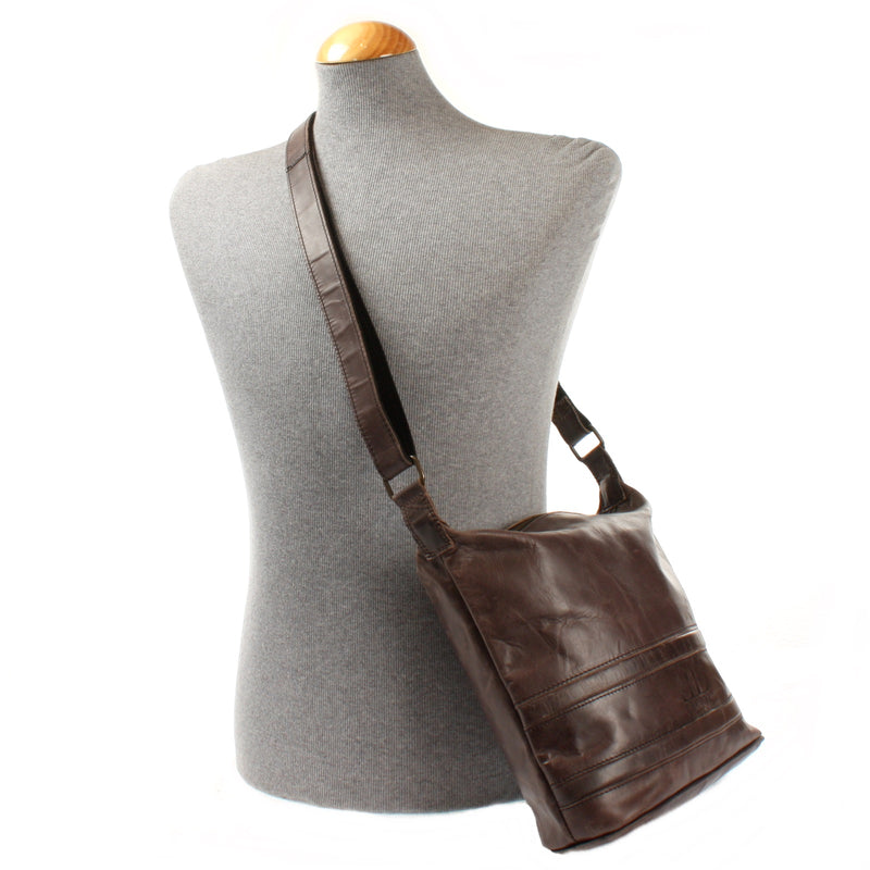 Leconi Umhängetasche Schultertasche Damentasche Ledertasche Leder Dunkel-taupe LE3076