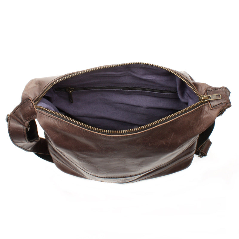 Leconi Umhängetasche Schultertasche Damentasche Ledertasche Leder Dunkel-taupe LE3076