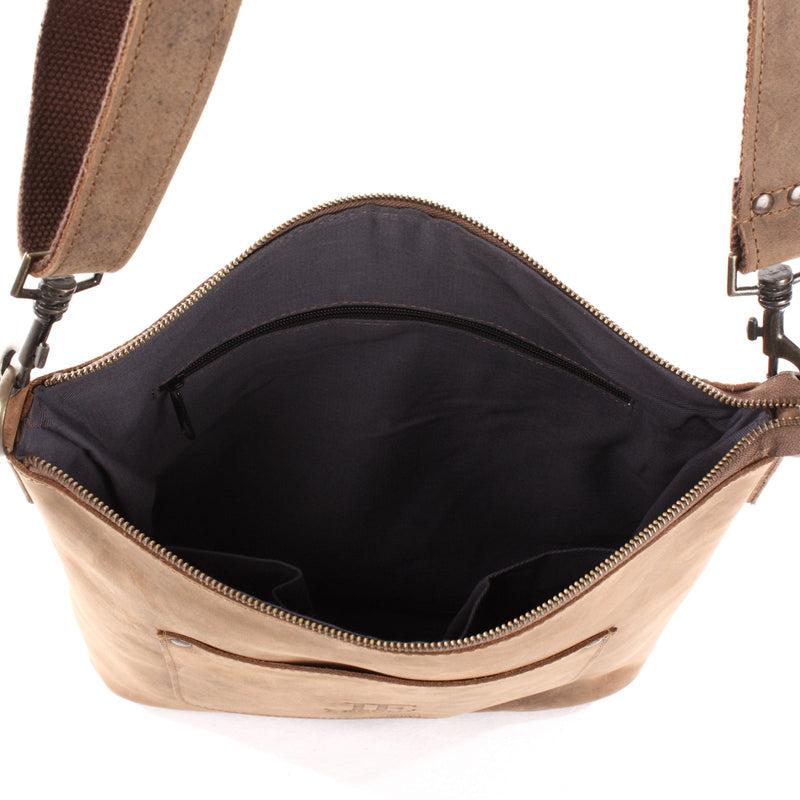 Leconi Umhängetasche Schultertasche Damentasche Ledertasche Leder Braun LE3067