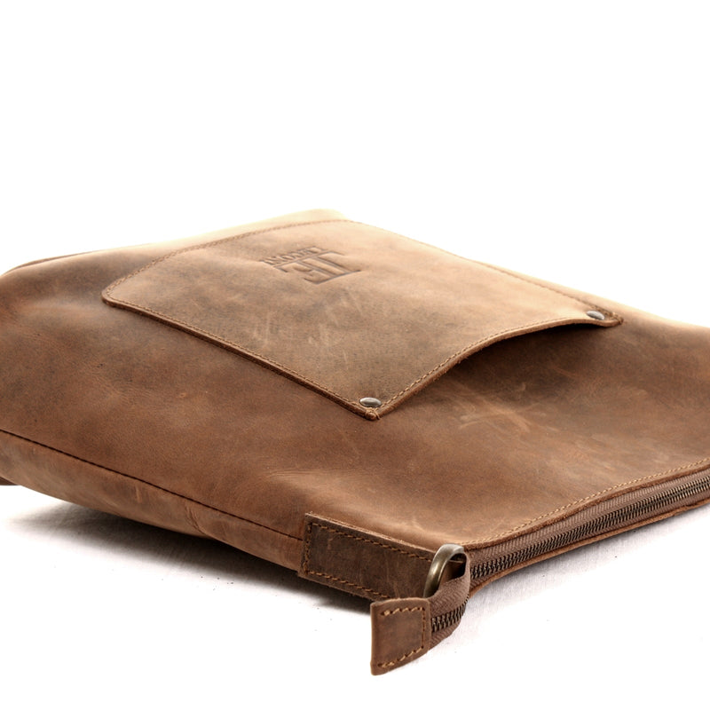 Leconi Umhängetasche Schultertasche Damentasche Ledertasche Leder Braun LE3067