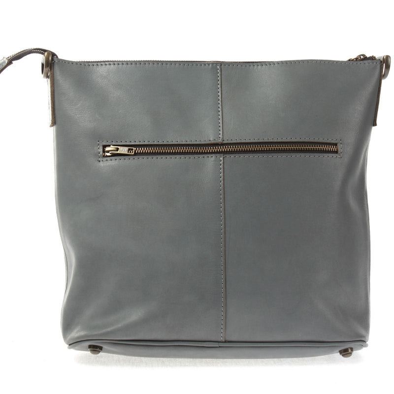 Leconi Umhängetasche Schultertasche Damentasche Ledertasche Leder Graublau LE3067