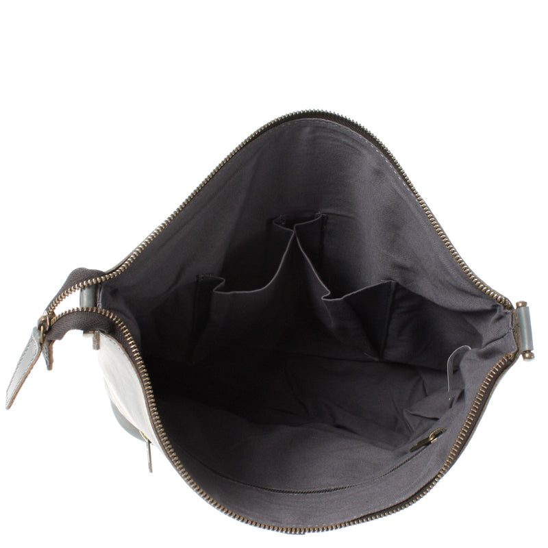 Leconi Umhängetasche Schultertasche Damentasche Ledertasche Leder Graublau LE3067