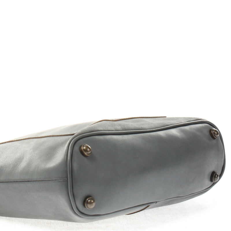 Leconi Umhängetasche Schultertasche Damentasche Ledertasche Leder Graublau LE3067