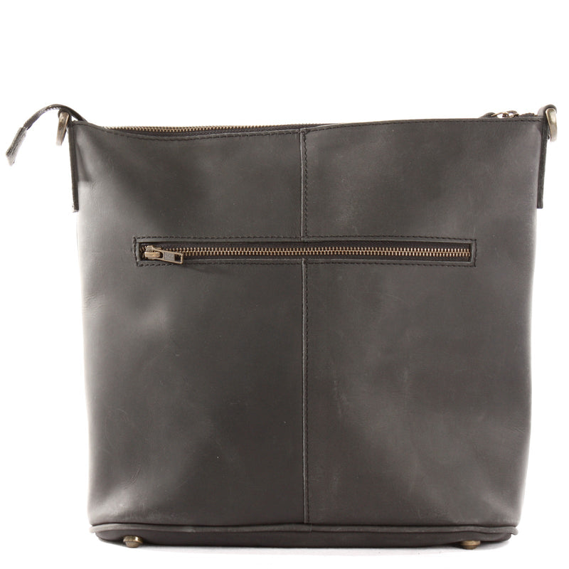 Leconi Umhängetasche Schultertasche Damentasche Ledertasche Leder Schwarz LE3067