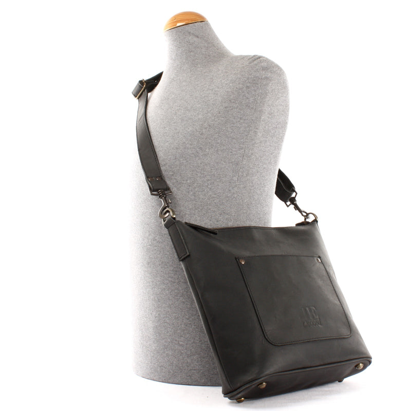 Leconi Umhängetasche Schultertasche Damentasche Ledertasche Leder Schwarz LE3067