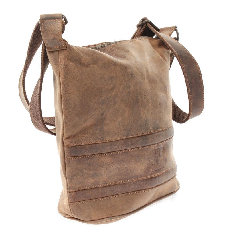 Leconi Umhängetasche Schultertasche Damentasche Ledertasche Leder Vintage-braun LE3076