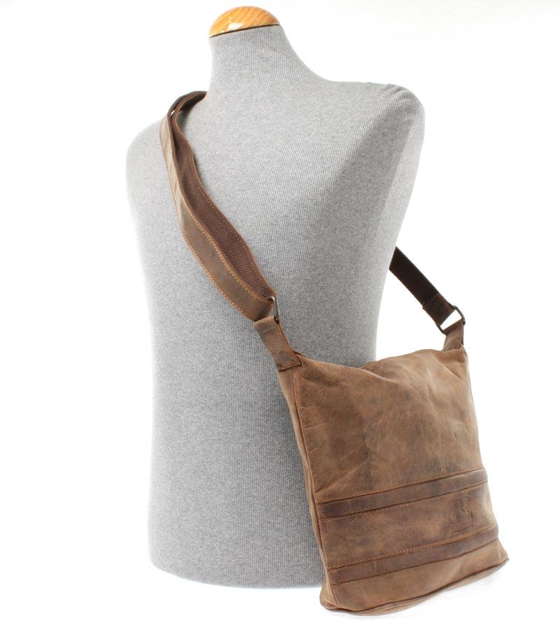 Leconi Umhängetasche Schultertasche Damentasche Ledertasche Leder Vintage-braun LE3076