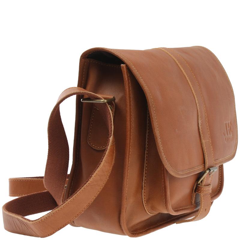 Leconi Umhängetasche Schultertasche Freizeittasche Büffelleder Cognac LE3085