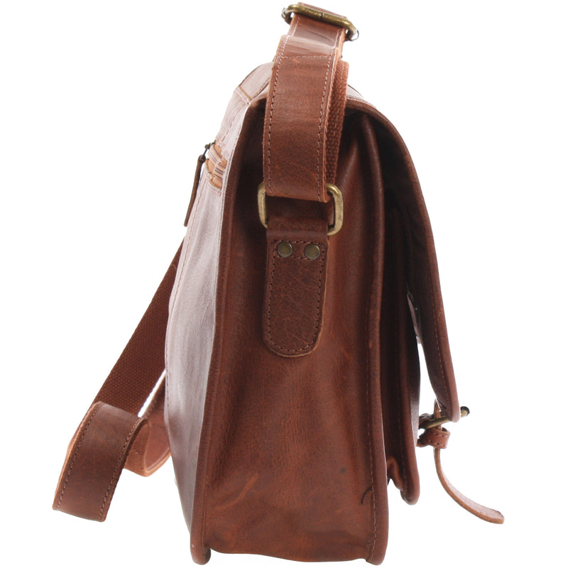 Leconi Umhängetasche Schultertasche Freizeittasche Büffelleder Braun LE3085