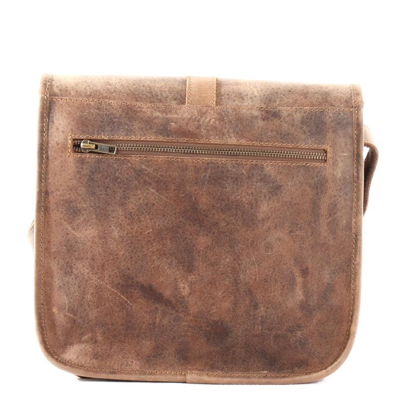 Leconi Umhängetasche Schultertasche Freizeittasche Büffelleder Vintage Braun LE3062