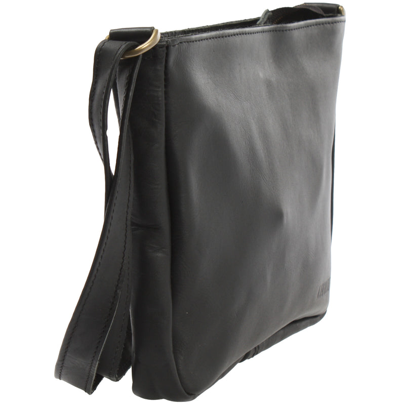 Leconi Umhängetasche Schultertasche Freizeittasche Damentasche Leder Schwarz LE3058