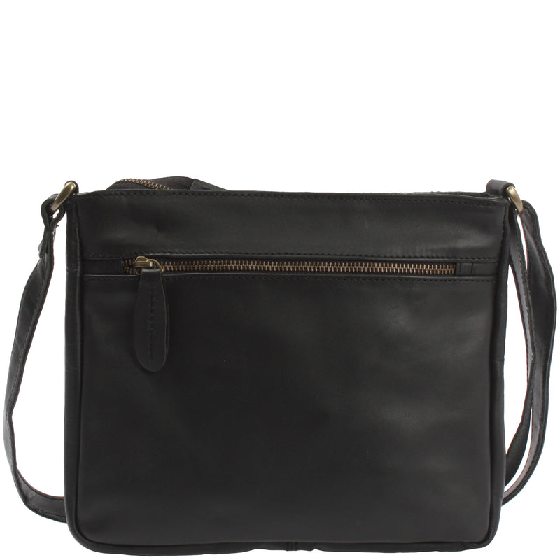 Leconi Umhängetasche Schultertasche Freizeittasche Damentasche Leder Schwarz LE3058