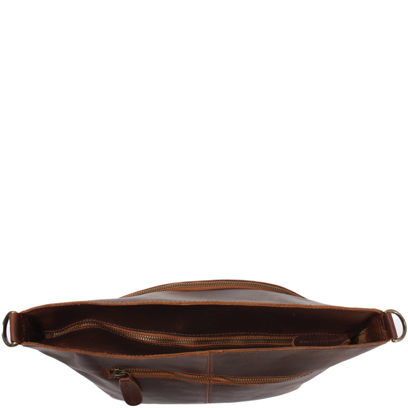 Leconi Umhängetasche Schultertasche Freizeittasche Leder Braun LE3050