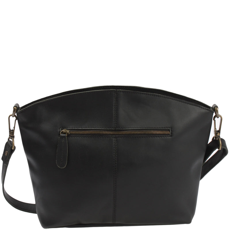 Leconi Umhängetasche Schultertasche Freizeittasche Leder Schwarz LE3050