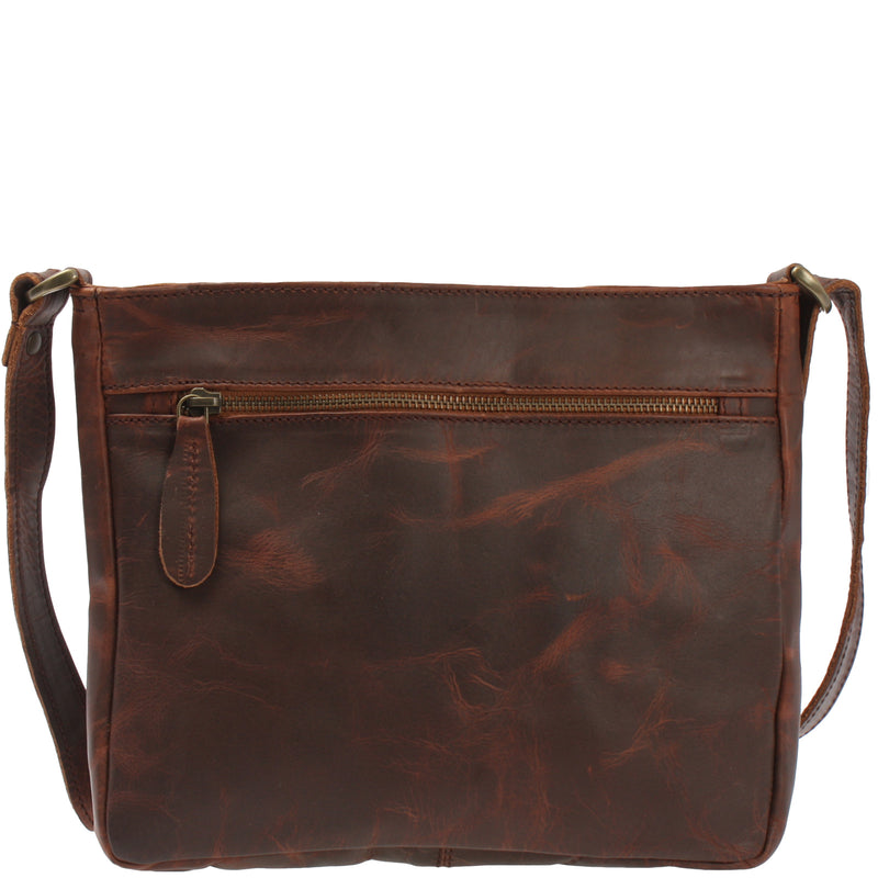 Leconi Umhängetasche Schultertasche Freizeittasche Leder Braun LE3058