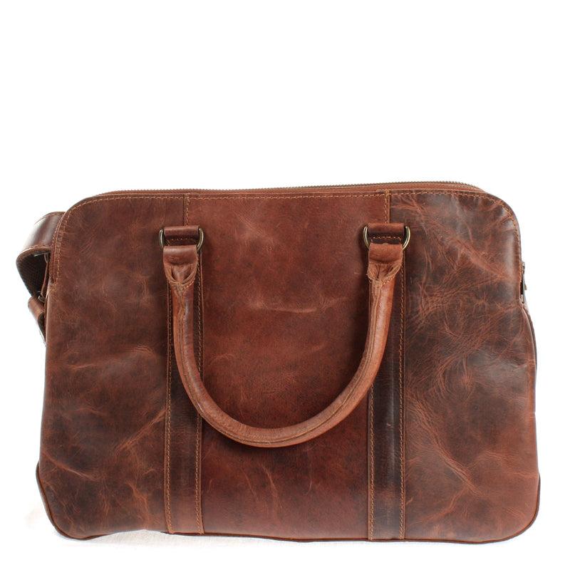 Leconi Umhängetasche Schultertasche Henkeltasche Damentasche Aktentasche Businesstasche Leder Kastanie LE3065