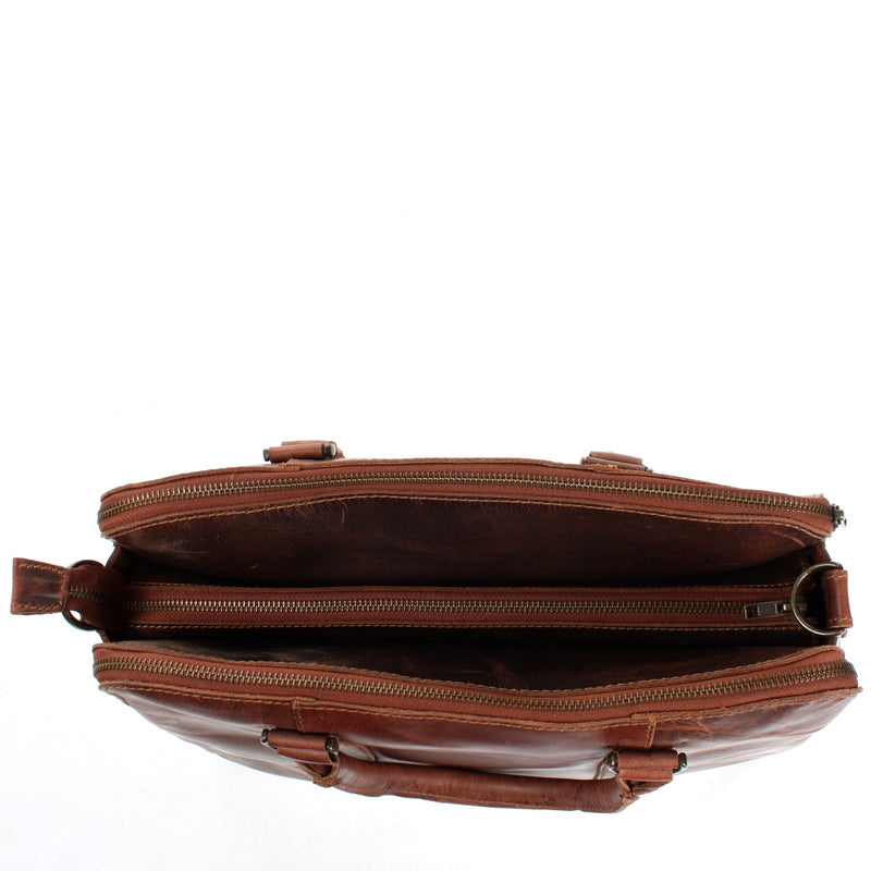 Leconi Umhängetasche Schultertasche Henkeltasche Damentasche Aktentasche Businesstasche Leder Kastanie LE3065