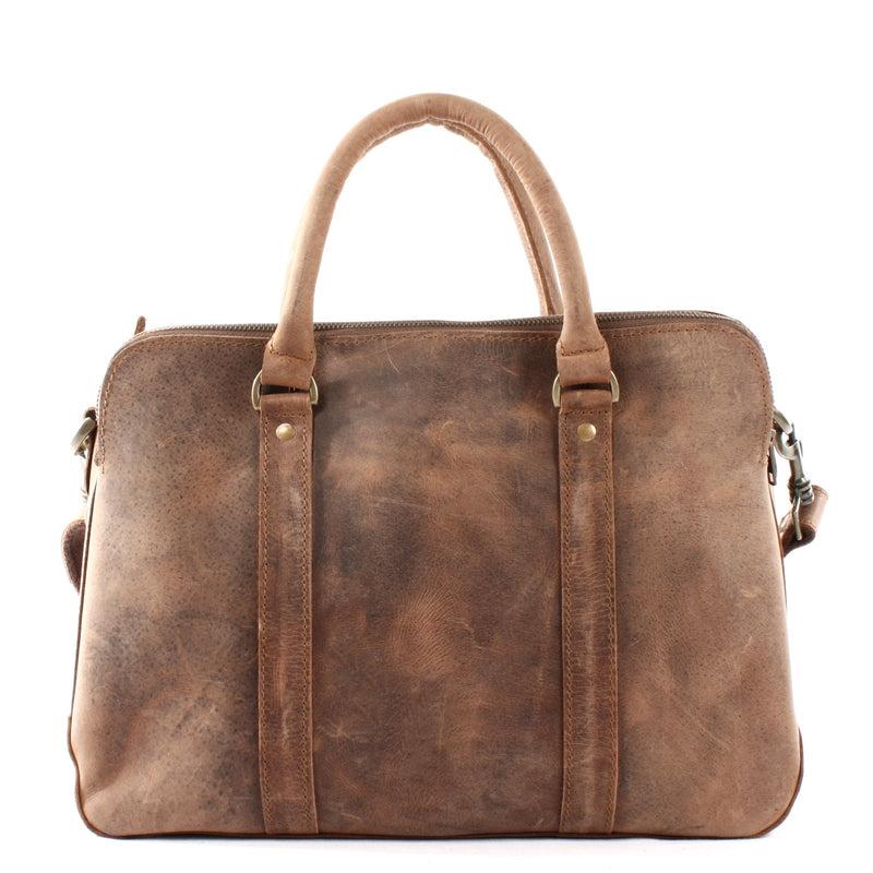 Leconi Umhängetasche Schultertasche Henkeltasche Damentasche Aktentasche Buisnesstasche Leder Braun LE3065