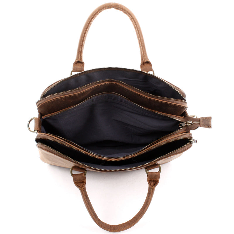 Leconi Umhängetasche Schultertasche Henkeltasche Damentasche Aktentasche Buisnesstasche Leder Braun LE3065