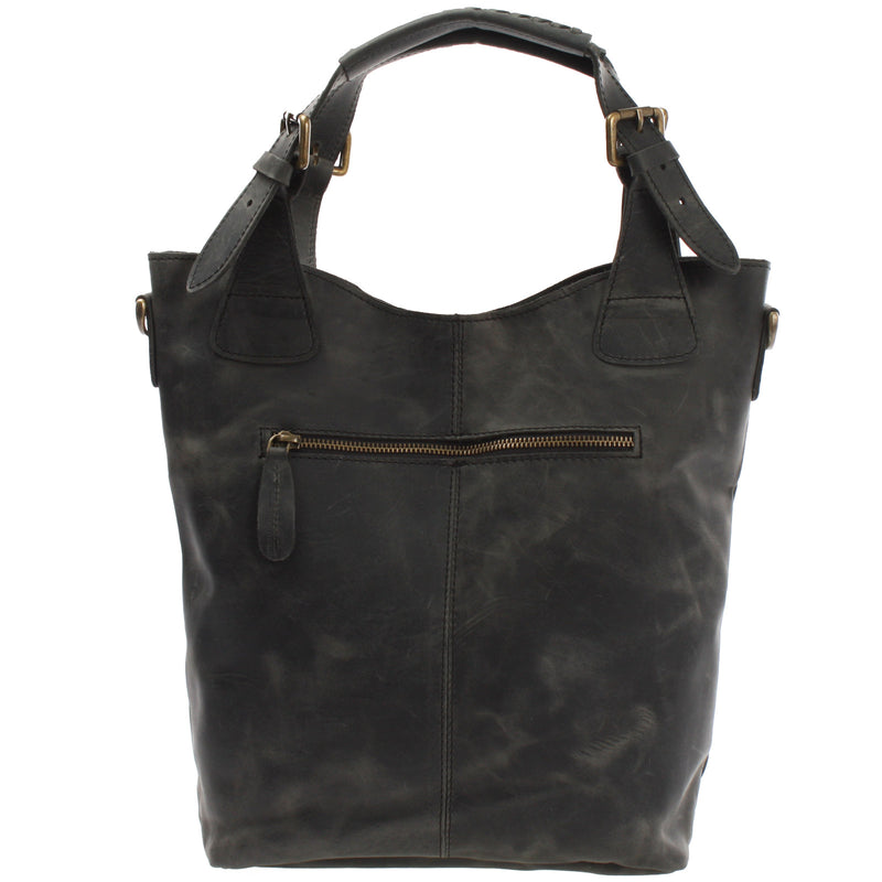 Leconi Umhängetasche Schultertasche Henkeltasche Damentasche Leder Grau LE0054