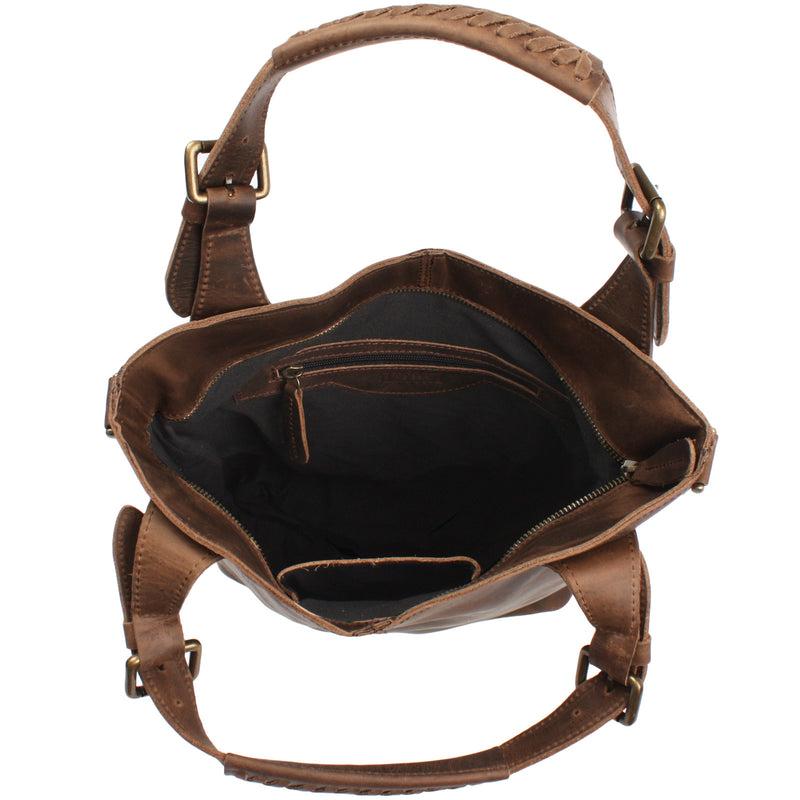 Leconi Umhängetasche Schultertasche Henkeltasche Damentasche Leder Schlamm LE0054