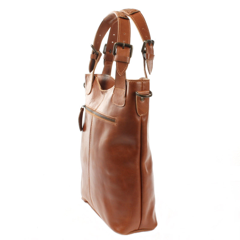 Leconi Umhängetasche Schultertasche Henkeltasche Damentasche Leder Cognac LE0054