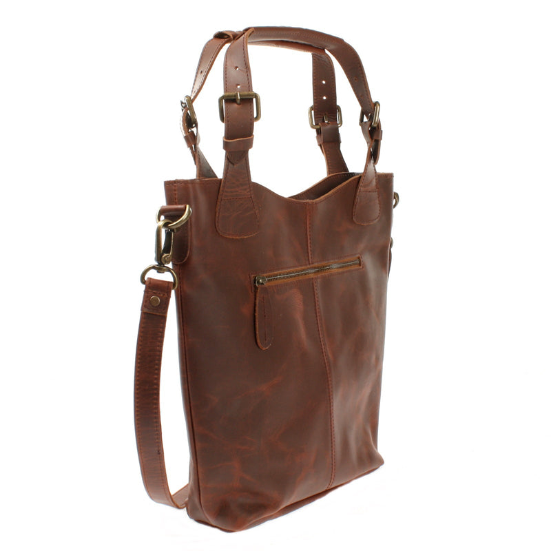 Leconi Umhängetasche Schultertasche Henkeltasche Damentasche Leder Braun LE0054