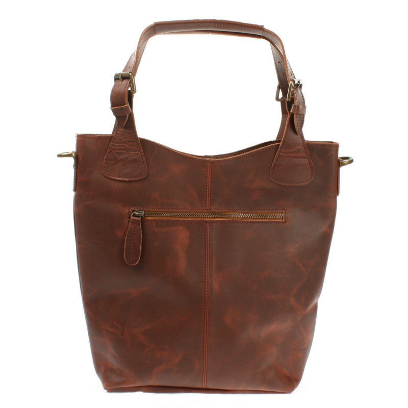 Leconi Umhängetasche Schultertasche Henkeltasche Damentasche Leder Braun LE0054