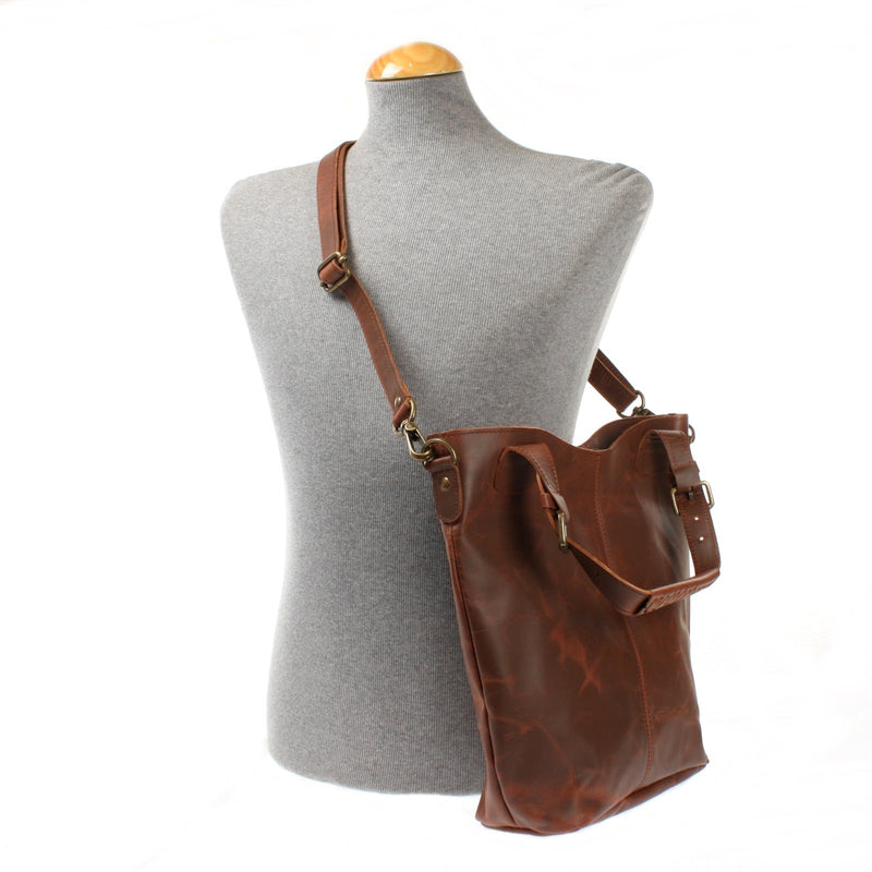 Leconi Umhängetasche Schultertasche Henkeltasche Damentasche Leder Braun LE0054