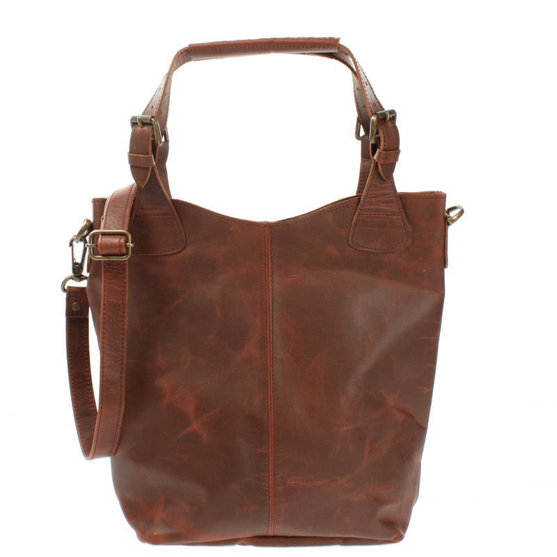 Leconi Umhängetasche Schultertasche Henkeltasche Damentasche Leder braun LE0054