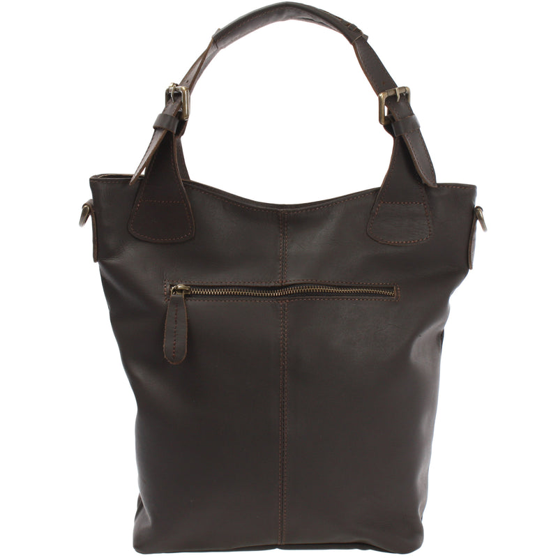 Leconi Umhängetasche Schultertasche Henkeltasche Damentasche Leder Dunkelbraun LE0054