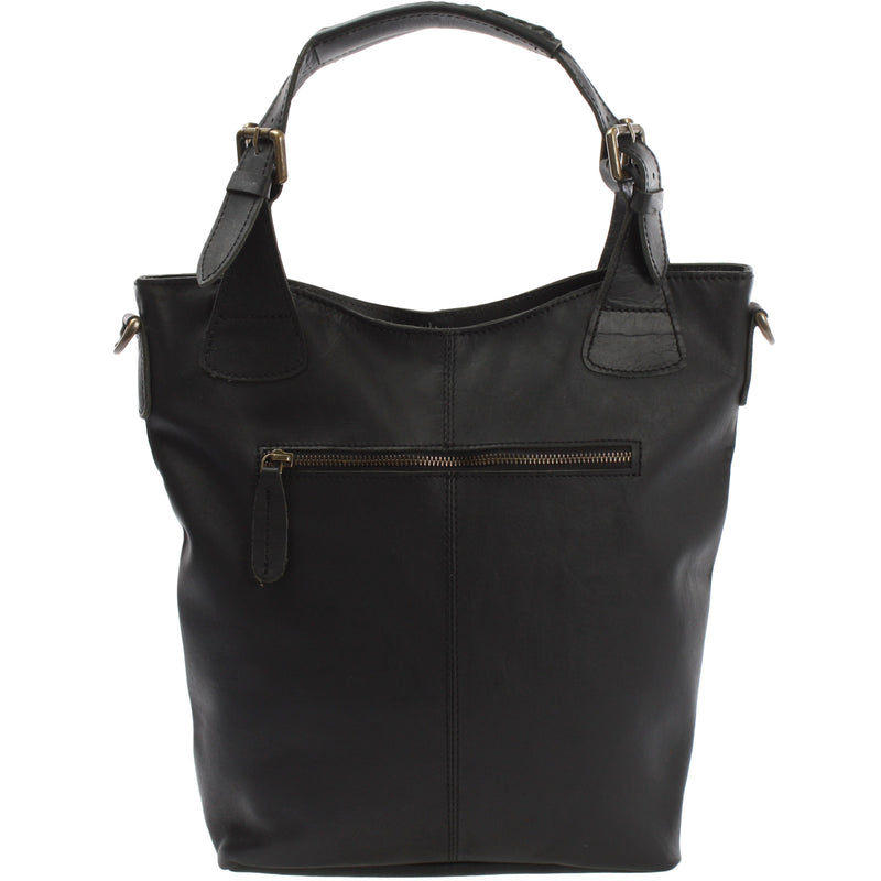 Leconi Umhängetasche Schultertasche Henkeltasche Damentasche Leder Schwarz LE0054