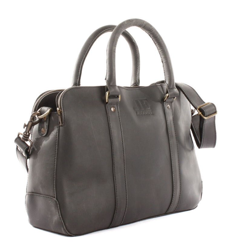 Leconi Umhängetasche Schultertasche Henkeltasche Damentasche Aktentasche Buisnesstasche Leder Schwarz LE3065