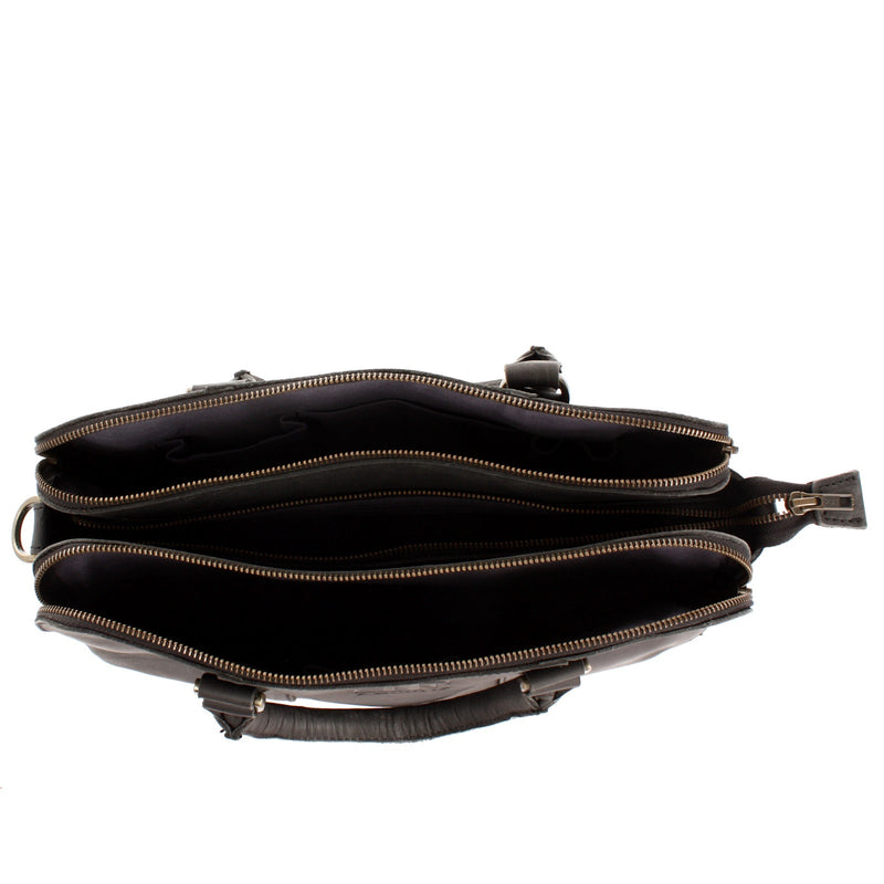 Leconi Umhängetasche Schultertasche Henkeltasche Damentasche Aktentasche Buisnesstasche Leder Schwarz LE3065