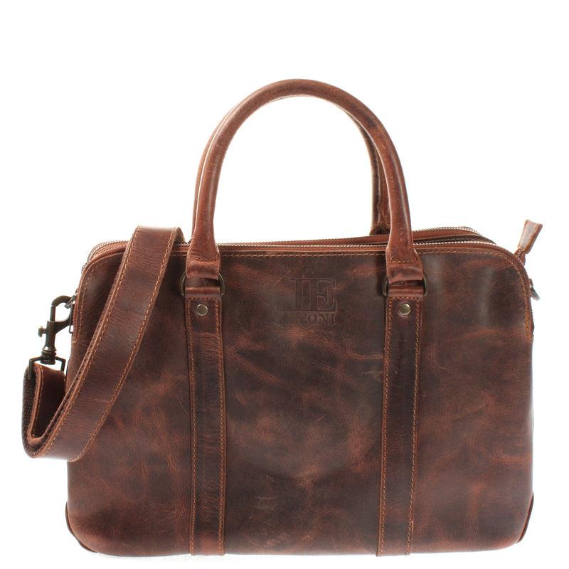 Leconi Umhängetasche Schultertasche Henkeltasche Damentasche Aktentasche Businesstasche Leder kastanie LE3065