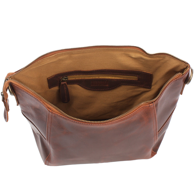 Leconi Umhängetasche Schultertasche Ledertasche Leder Braun LE0058